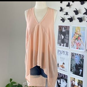 ANTHROPOLOGIE LEFT OF CENTER PEACH SHEER TUNIC